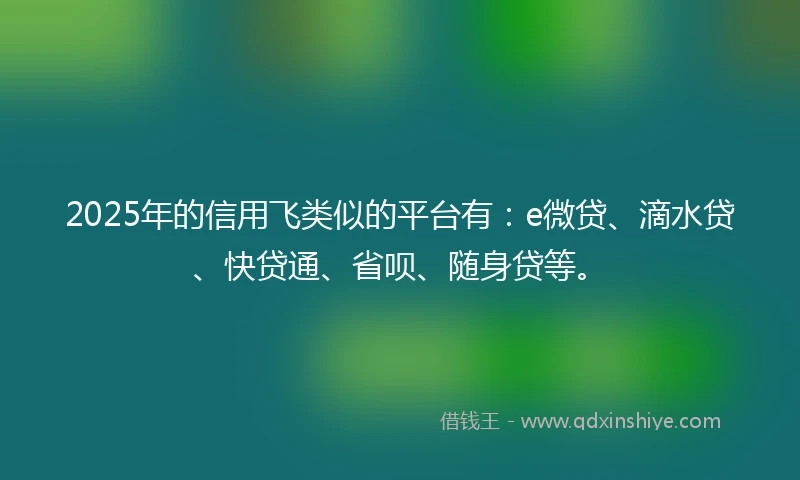 2025年的信用飞类似的平台有：e微贷、滴水贷、快贷通、省呗、随身贷等。