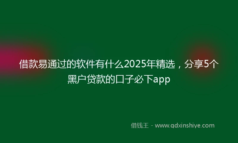 借款易通过的软件有什么2025年精选，分享5个黑户贷款的口子必下app