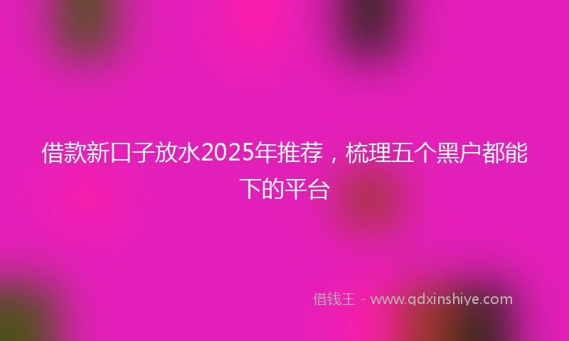 借款新口子放水2025年推荐，梳理五个黑户都能下的平台
