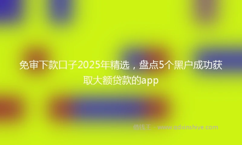 免审下款口子2025年精选，盘点5个黑户成功获取大额贷款的app