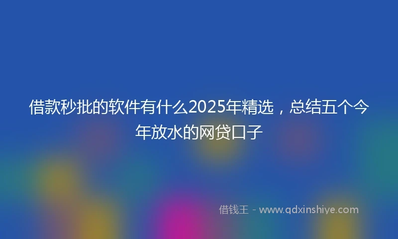 借款秒批的软件有什么2025年精选，总结五个今年放水的网贷口子