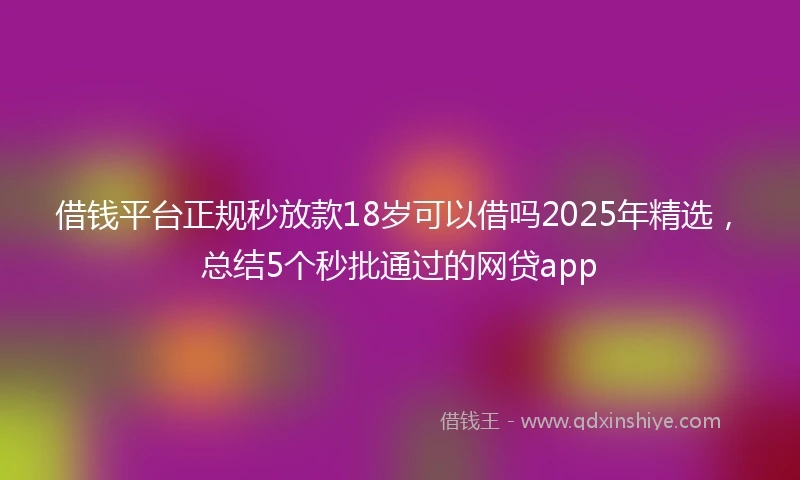 借钱平台正规秒放款18岁可以借吗2025年精选，总结5个秒批通过的网贷app