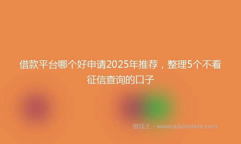 借款平台哪个好申请2025年推荐，整理5个不看征信查询的口子