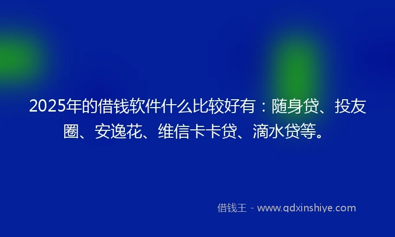 2025年的借钱软件什么比较好有：随身贷、投友圈、安逸花、维信卡卡贷、滴水贷等。