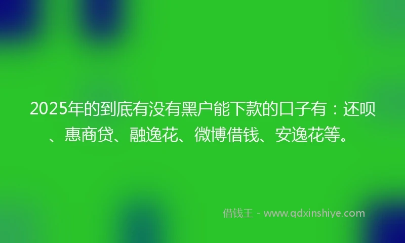 2025年的到底有没有黑户能下款的口子有：还呗、惠商贷、融逸花、微博借钱、安逸花等。
