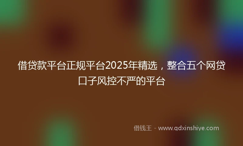 借贷款平台正规平台2025年精选，整合五个网贷口子风控不严的平台