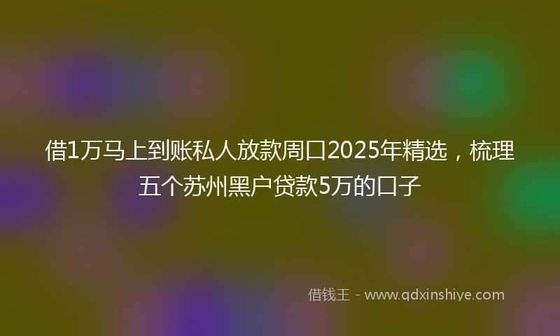 借1万马上到账私人放款周口2025年精选，梳理五个苏州黑户贷款5万的口子
