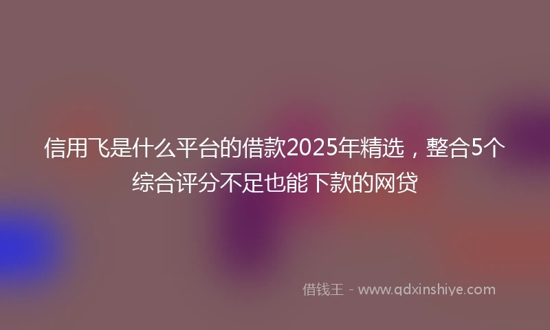 信用飞是什么平台的借款2025年精选，整合5个综合评分不足也能下款的网贷