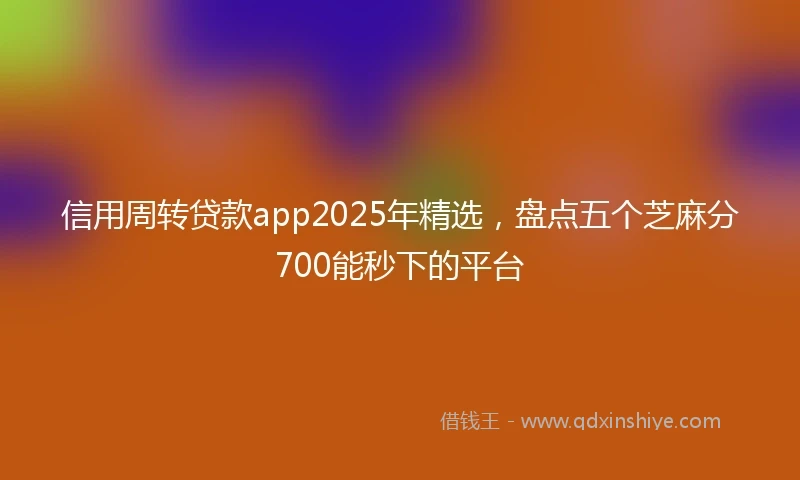 信用周转贷款app2025年精选,盘点五个芝麻分700能秒下的平台