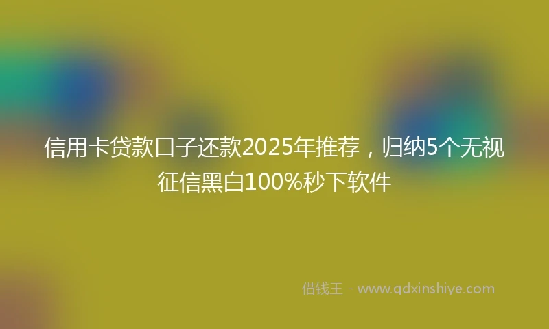 信用卡贷款口子还款2025年推荐，归纳5个无视征信黑白100%秒下软件