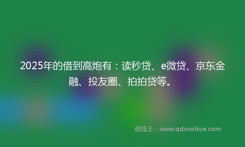 2025年的借到高炮有：读秒贷、e微贷、京东金融、投友圈、拍拍贷等。