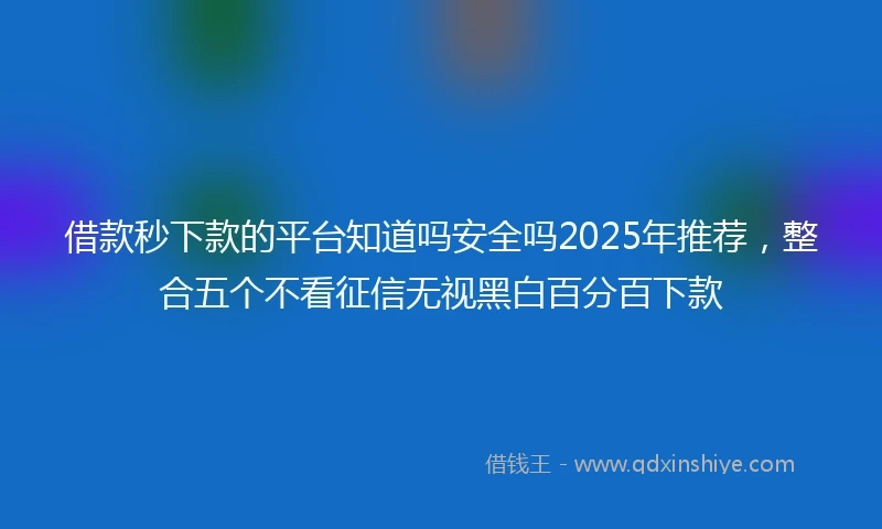 借款秒下款的平台知道吗安全吗2025年推荐，整合五个不看征信无视黑白百分百下款