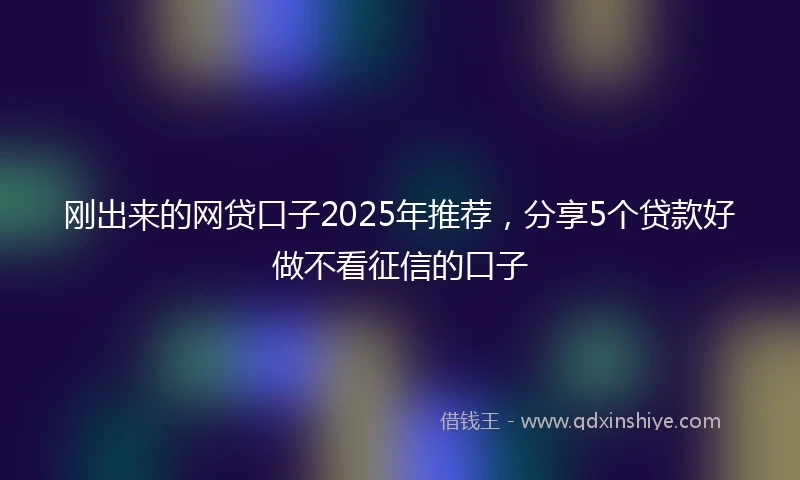 刚出来的网贷口子2025年推荐，分享5个贷款好做不看征信的口子
