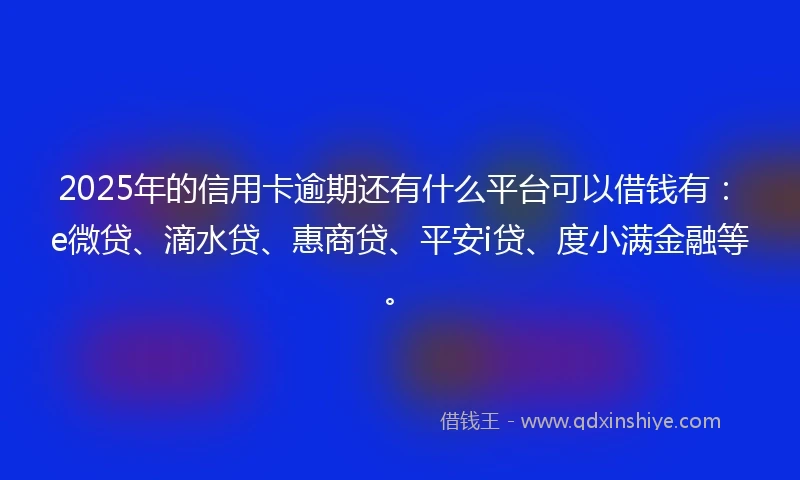 2025年的信用卡逾期还有什么平台可以借钱有：e微贷、滴水贷、惠商贷、平安i贷、度小满金融等。