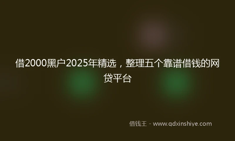 借2000黑户2025年精选，整理五个靠谱借钱的网贷平台