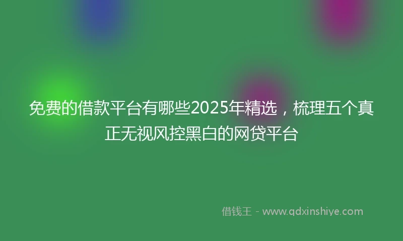 免费的借款平台有哪些2025年精选，梳理五个真正无视风控黑白的网贷平台