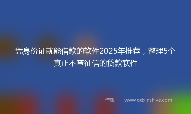 凭身份证就能借款的软件2025年推荐,整理5个真正不查征信的贷款软件