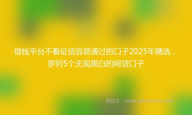 借钱平台不看征信容易通过的口子2025年精选，罗列5个无视黑白的网贷口子