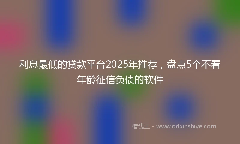 利息最低的贷款平台2025年推荐，盘点5个不看年龄征信负债的软件