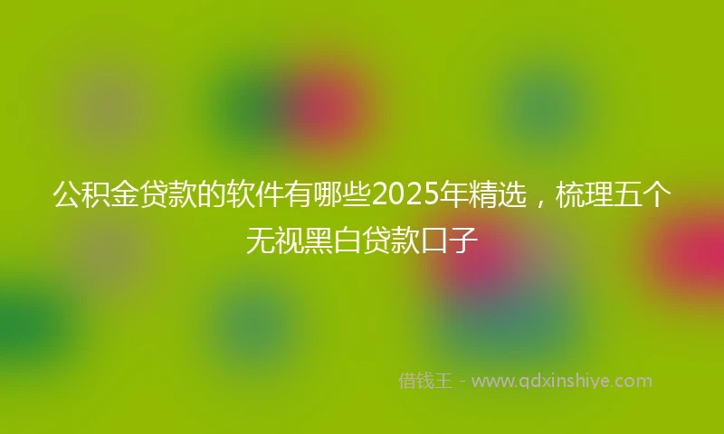 公积金贷款的软件有哪些2025年精选，梳理五个无视黑白贷款口子