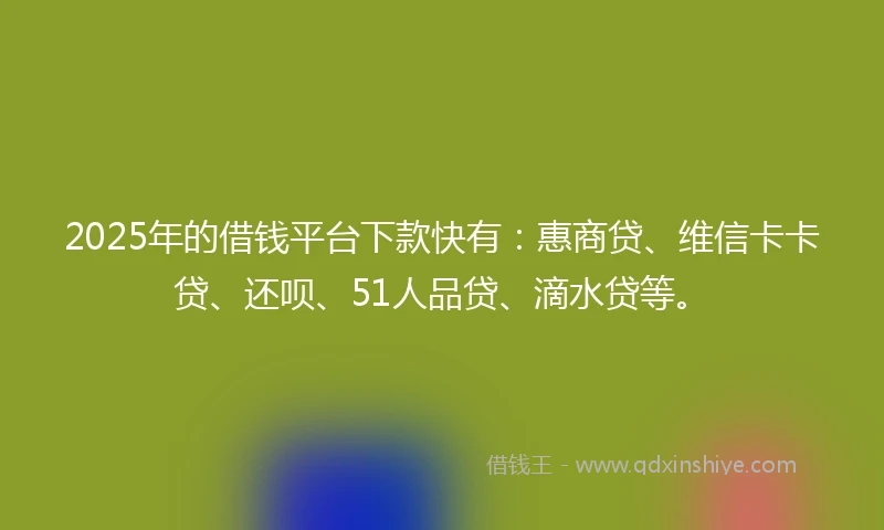 2025年的借钱平台下款快有：惠商贷、维信卡卡贷、还呗、51人品贷、滴水贷等。