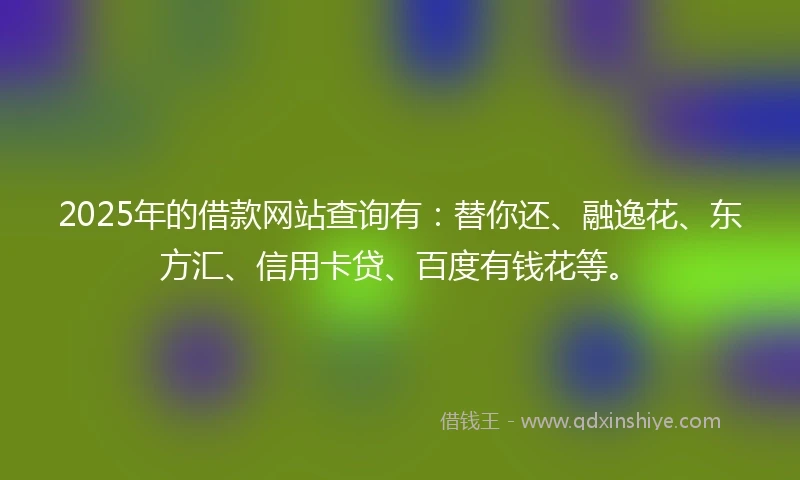 2025年的借款网站查询有：替你还、融逸花、东方汇、信用卡贷、百度有钱花等。
