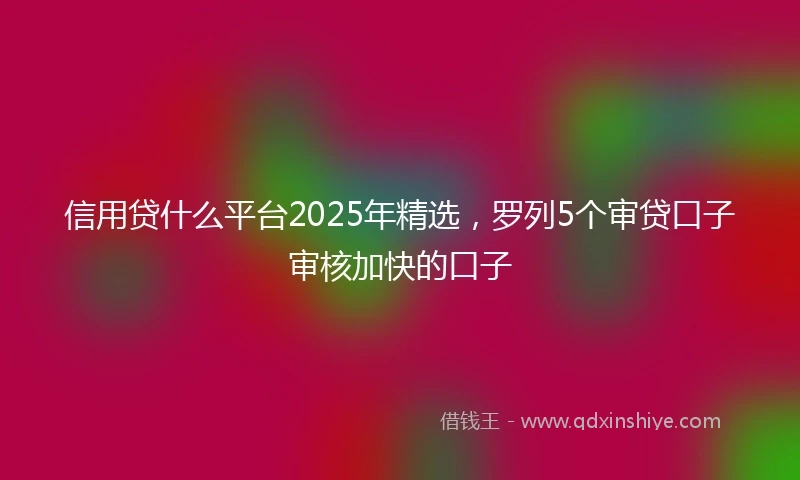 信用贷什么平台2025年精选，罗列5个审贷口子审核加快的口子