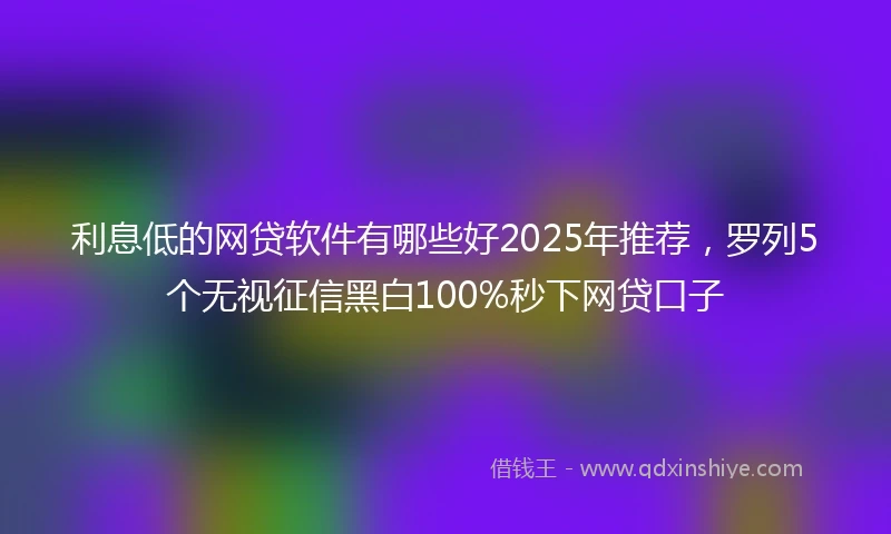 利息低的网贷软件有哪些好2025年推荐，罗列5个无视征信黑白100%秒下网贷口子