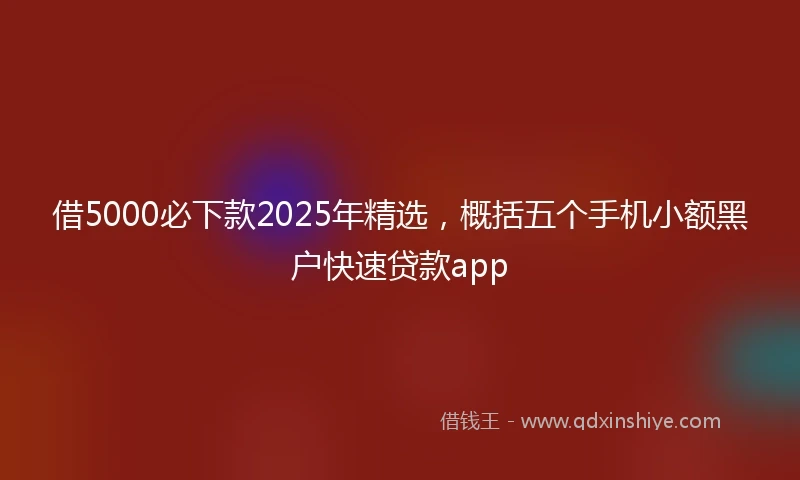 借5000必下款2025年精选，概括五个手机小额黑户快速贷款app