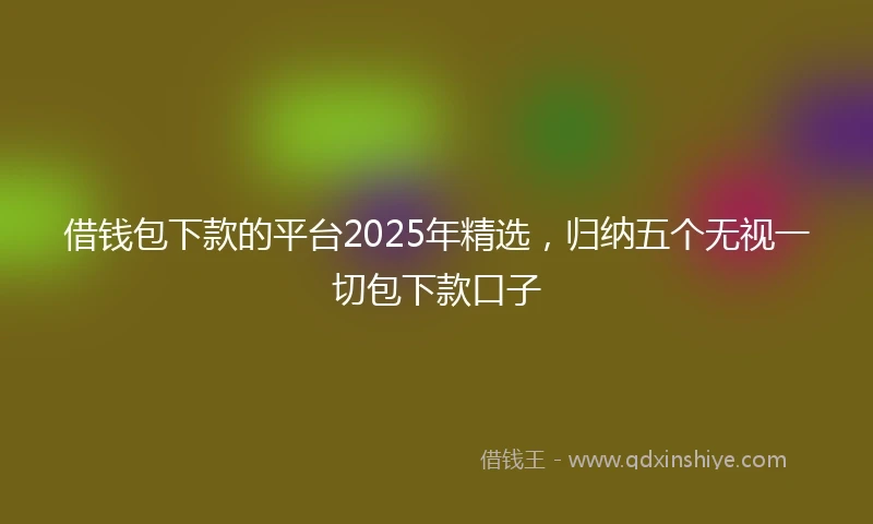 借钱包下款的平台2025年精选，归纳五个无视一切包下款口子