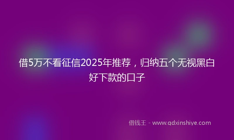 借5万不看征信2025年推荐，归纳五个无视黑白好下款的口子