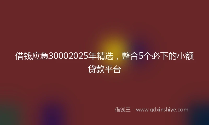 借钱应急30002025年精选，整合5个必下的小额贷款平台