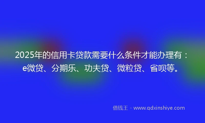 2025年的信用卡贷款需要什么条件才能办理有：e微贷、分期乐、功夫贷、微粒贷、省呗等。
