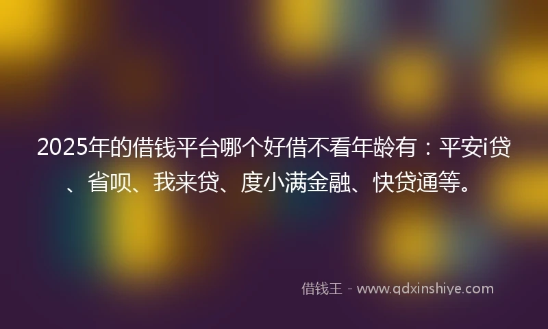 2025年的借钱平台哪个好借不看年龄有：平安i贷、省呗、我来贷、度小满金融、快贷通等。