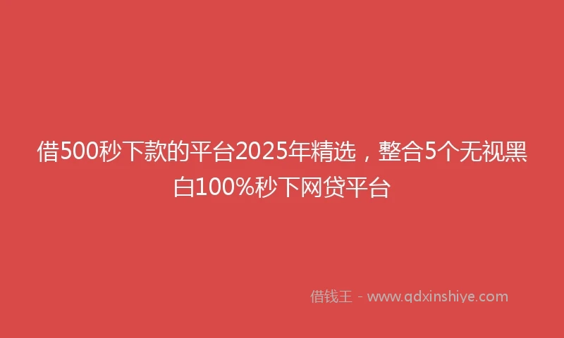 借500秒下款的平台2025年精选，整合5个无视黑白100%秒下网贷平台