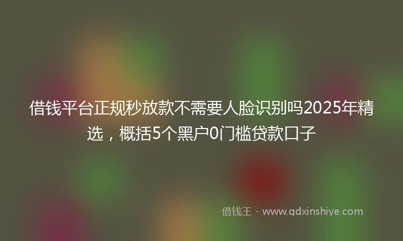 借钱平台正规秒放款不需要人脸识别吗2025年精选，概括5个黑户0门槛贷款口子