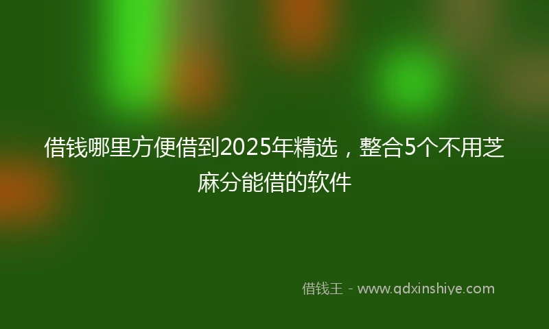 借钱哪里方便借到2025年精选，整合5个不用芝麻分能借的软件