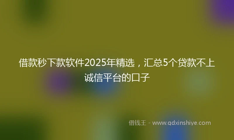 借款秒下款软件2025年精选，汇总5个贷款不上诚信平台的口子