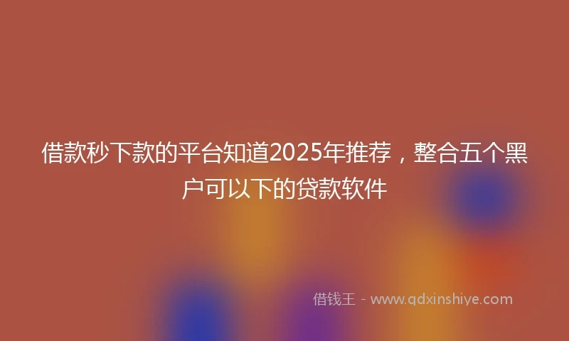 借款秒下款的平台知道2025年推荐，整合五个黑户可以下的贷款软件