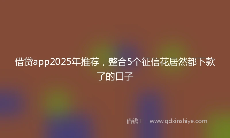 借贷app2025年推荐，整合5个征信花居然都下款了的口子