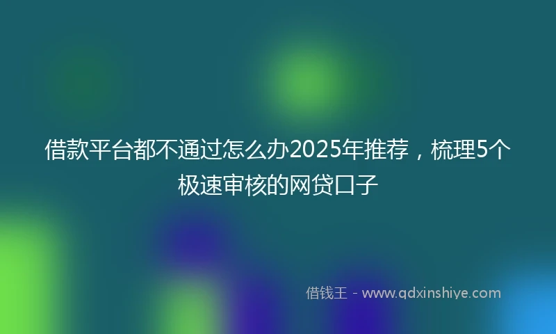 借款平台都不通过怎么办2025年推荐，梳理5个极速审核的网贷口子