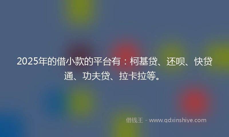 2025年的借小款的平台有：柯基贷、还呗、快贷通、功夫贷、拉卡拉等。