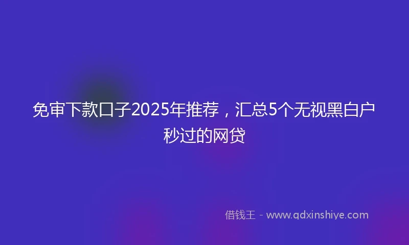 免审下款口子2025年推荐，汇总5个无视黑白户秒过的网贷