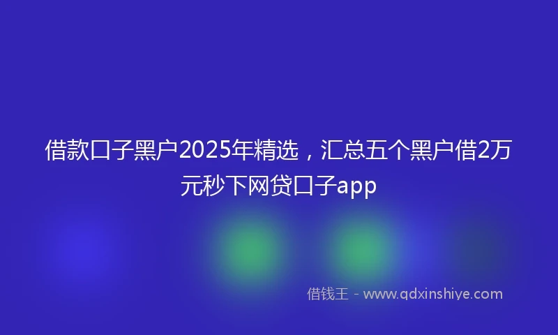 借款口子黑户2025年精选，汇总五个黑户借2万元秒下网贷口子app