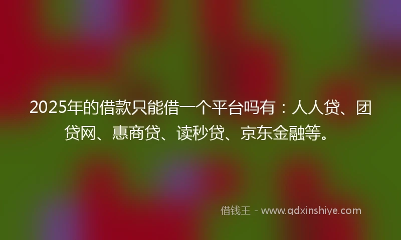 2025年的借款只能借一个平台吗有：人人贷、团贷网、惠商贷、读秒贷、京东金融等。