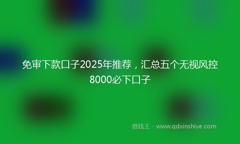 免审下款口子2025年推荐，汇总五个无视风控8000必下口子