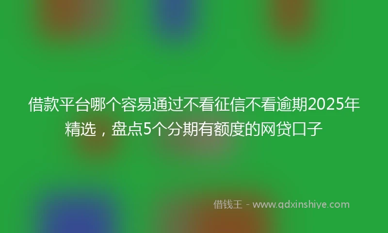 借款平台哪个容易通过不看征信不看逾期2025年精选，盘点5个分期有额度的网贷口子