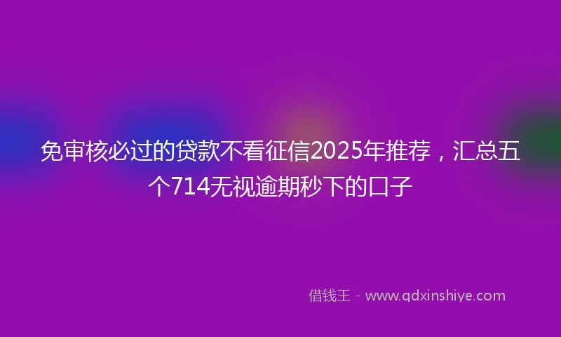 免审核必过的贷款不看征信2025年推荐，汇总五个714无视逾期秒下的口子