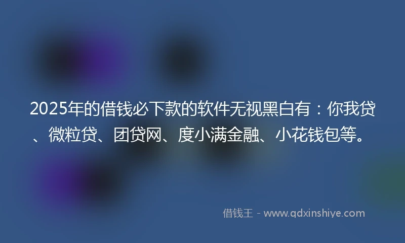 2025年的借钱必下款的软件无视黑白有：你我贷、微粒贷、团贷网、度小满金融、小花钱包等。
