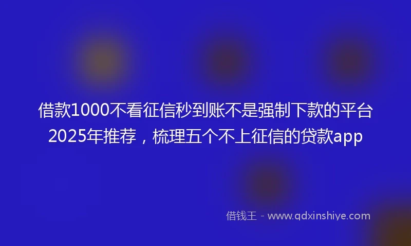 借款1000不看征信秒到账不是强制下款的平台2025年推荐，梳理五个不上征信的贷款app